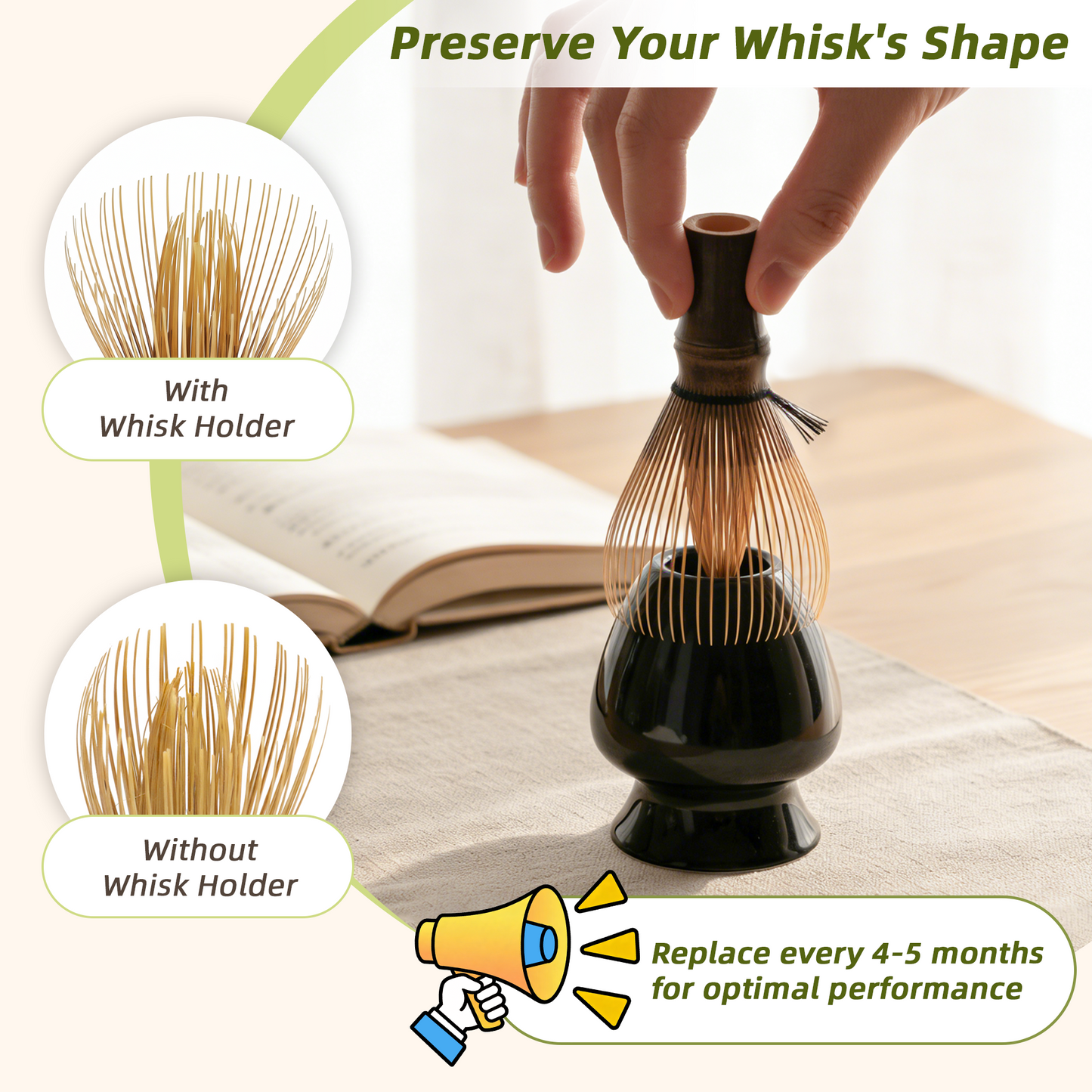Handcrafted Kurotake Shin Chasen, Matcha Whisk (1-Piece) for Ceremonial Grade Matcha Powder, Black Bamboo Whisk, Master Made Ceremonial-Grade Macha Whisks
