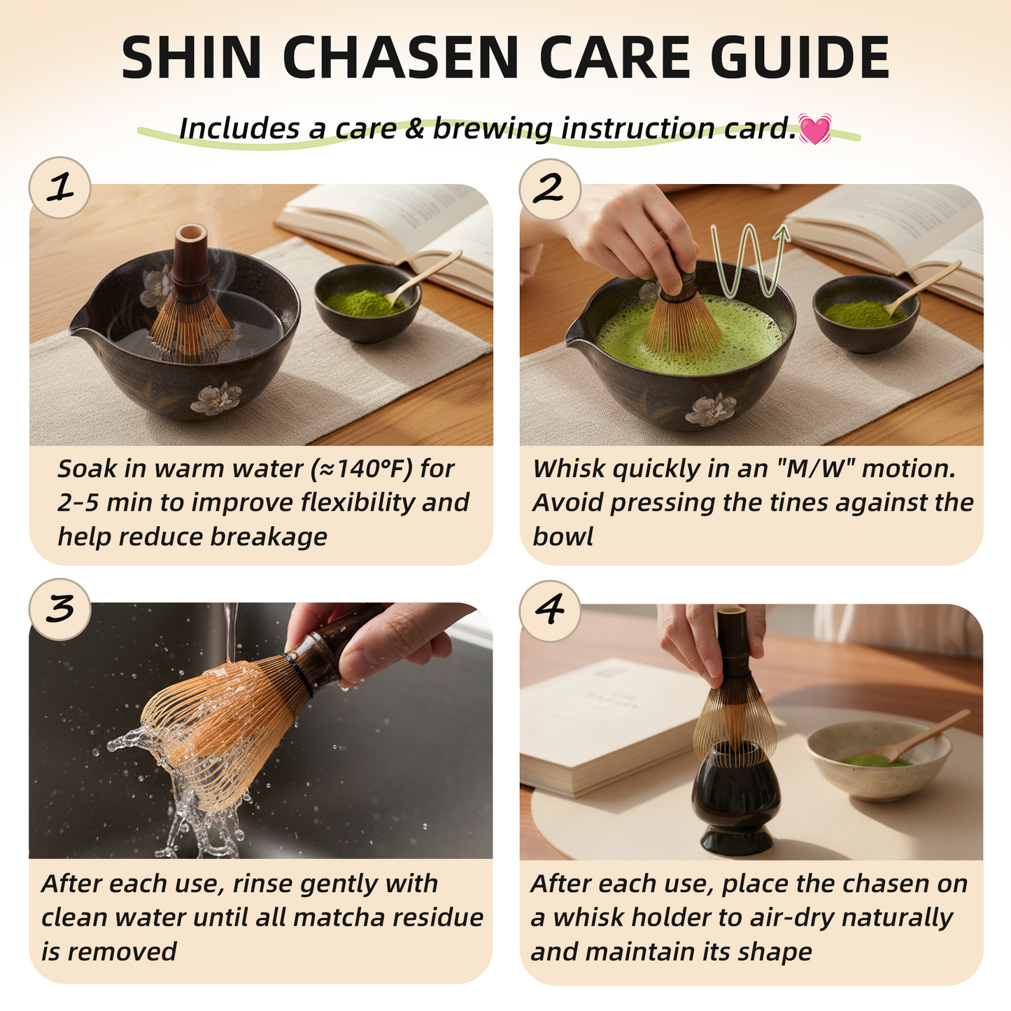 Handcrafted Kurotake Shin Chasen, Matcha Whisk (1-Piece) for Ceremonial Grade Matcha Powder, Black Bamboo Whisk, Artisan Made Ceremonial-Grade Matcha Whisk