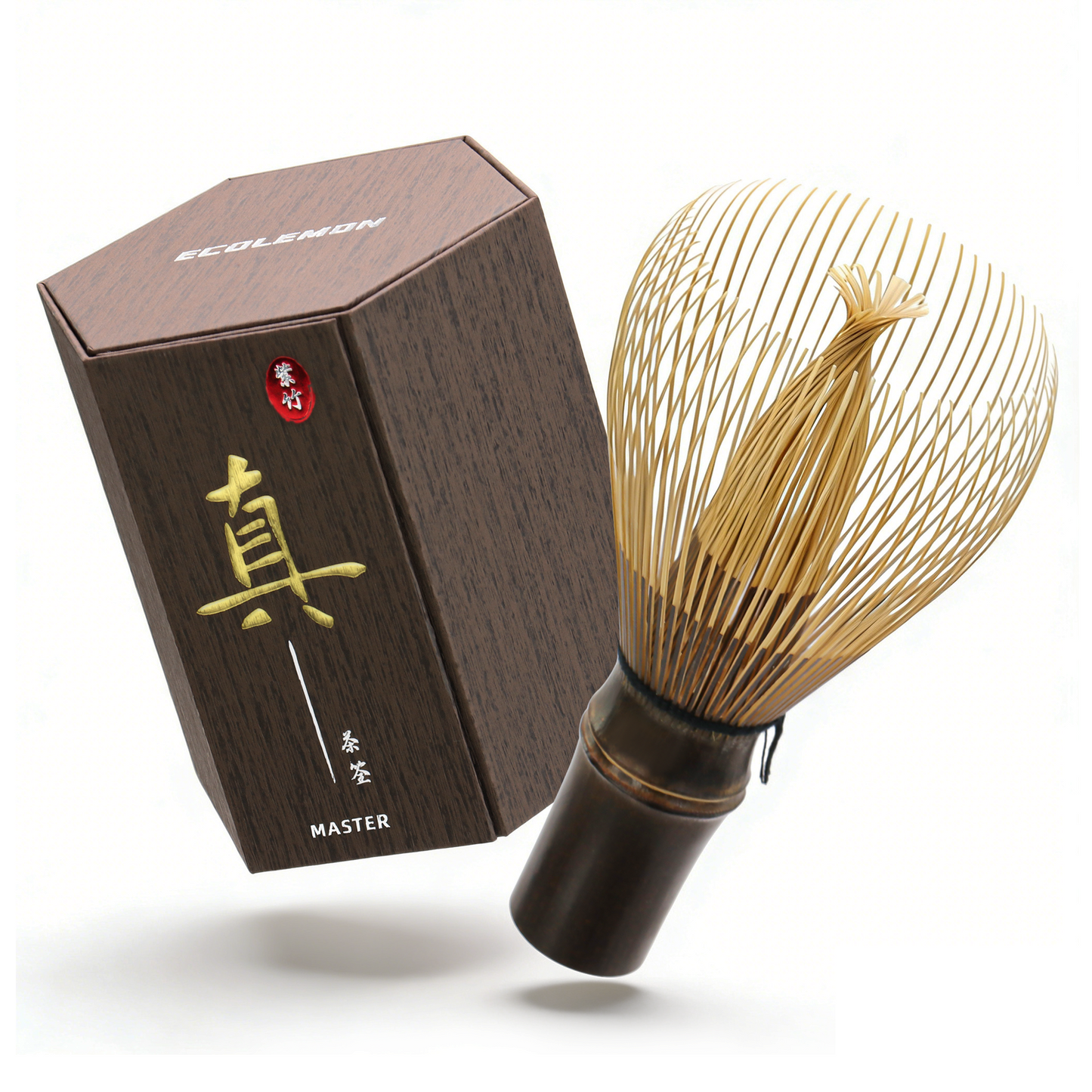 Handcrafted Kurotake Shin Chasen, Matcha Whisk (1-Piece) for Ceremonial Grade Matcha Powder, Black Bamboo Whisk, Master Made Ceremonial-Grade Macha Whisks