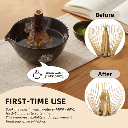 Handcrafted Kurotake Shin Chasen, Matcha Whisk (1-Piece) for Ceremonial Grade Matcha Powder, Black Bamboo Whisk, Artisan Made Ceremonial-Grade Matcha Whisk