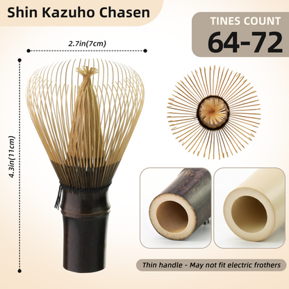 Handcrafted Kurotake Shin Chasen, Matcha Whisk (1-Piece) for Ceremonial Grade Matcha Powder, Black Bamboo Whisk, Artisan Made Ceremonial-Grade Matcha Whisk