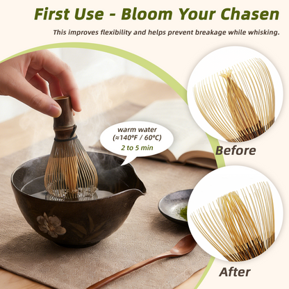 Handcrafted Kurotake Shin Chasen, Matcha Whisk (1-Piece) for Ceremonial Grade Matcha Powder, Black Bamboo Whisk, Master Made Ceremonial-Grade Macha Whisks