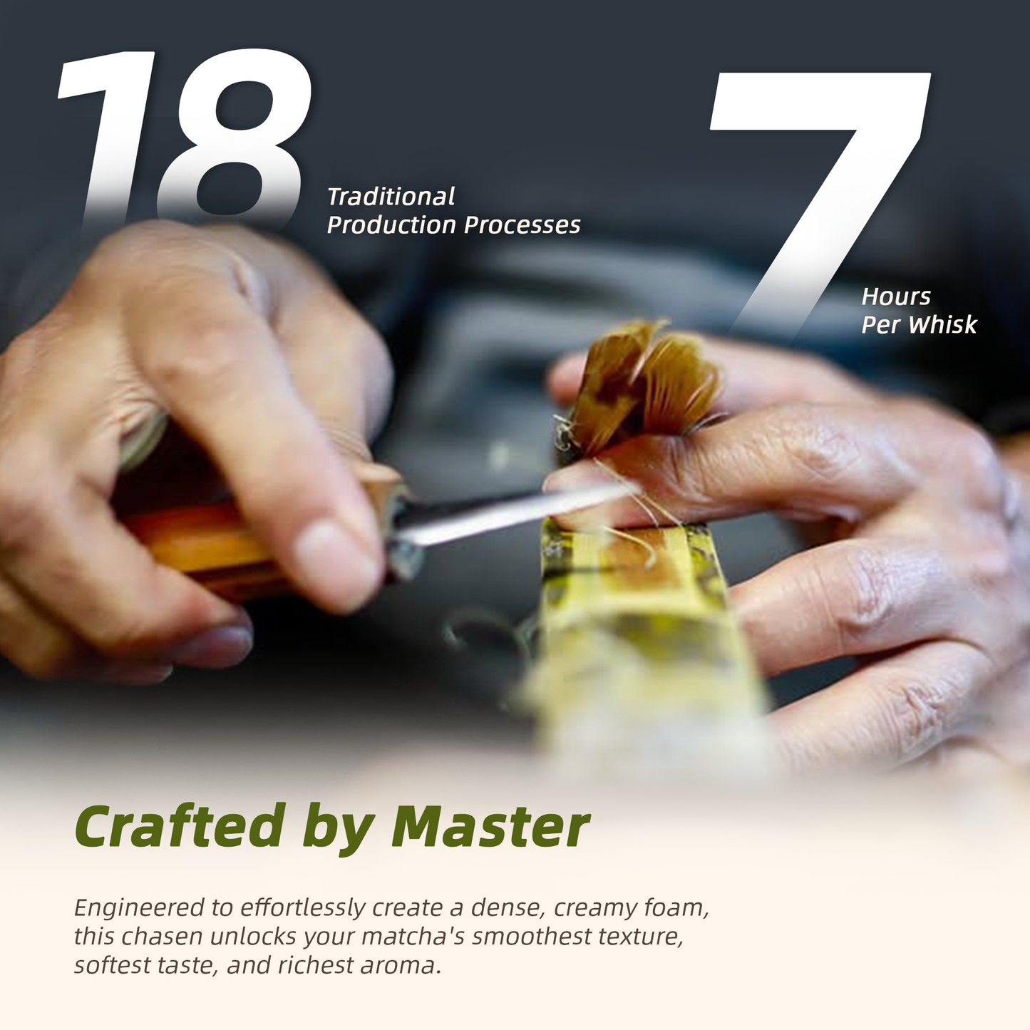 Handcrafted Kurotake Shin Chasen, Matcha Whisk (1-Piece) for Ceremonial Grade Matcha Powder, Black Bamboo Whisk, Master Made Ceremonial-Grade Macha Whisks