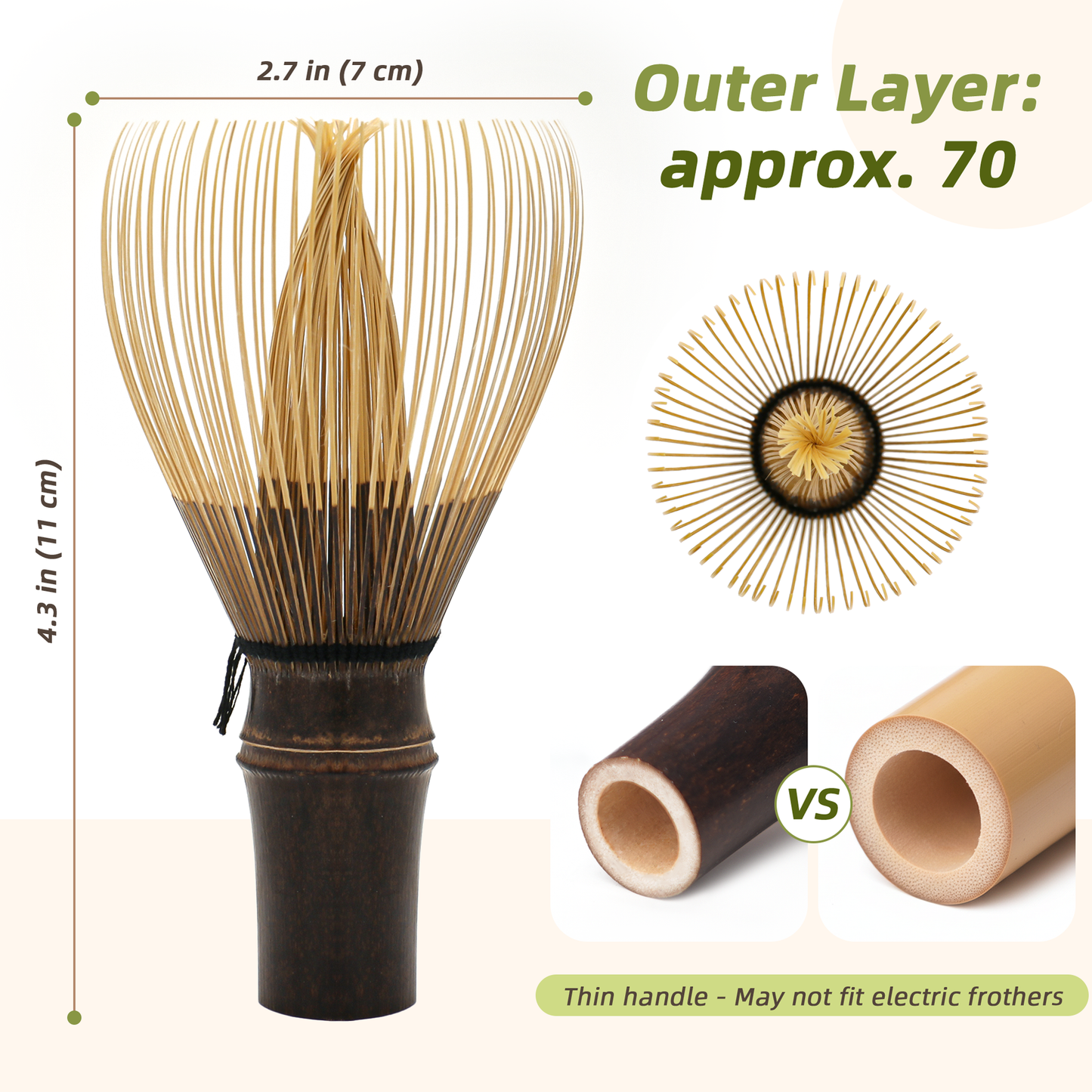 Handcrafted Kurotake Shin Chasen, Matcha Whisk (1-Piece) for Ceremonial Grade Matcha Powder, Black Bamboo Whisk, Master Made Ceremonial-Grade Macha Whisks